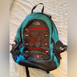 North Face Borealis Turquoise/Red Backpack
